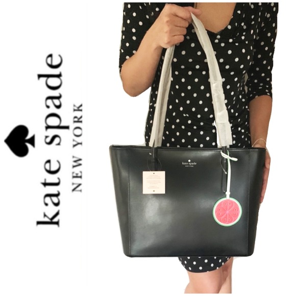 NWT Kate Spade genuine leather top zip tote black - Picture 2 of 6